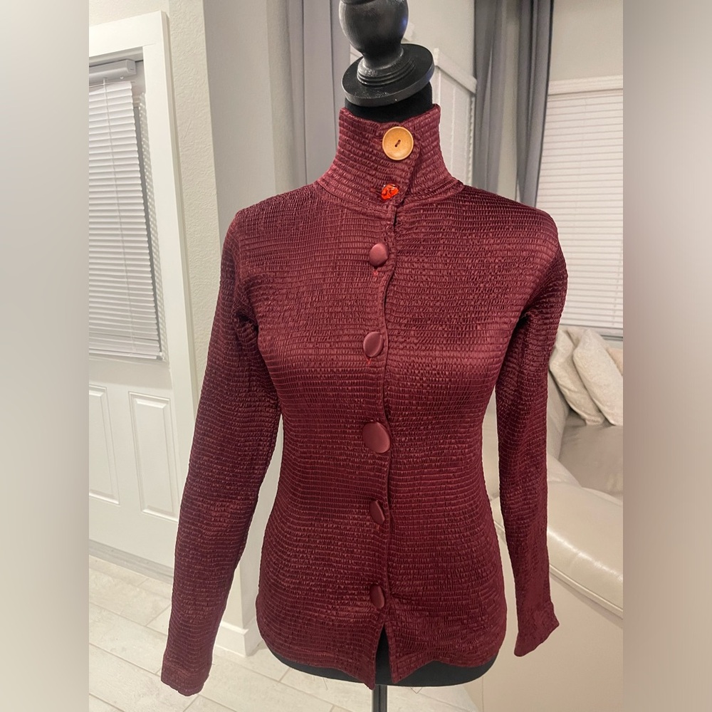 Delfina Balda crinkled irregular buttons women blouse shirt Sz XS